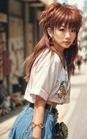 naughty young thai asian woman with trending fashion style cloth , photo