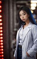 scientist researcher asian woman wearing lab coat at laboratory, photo