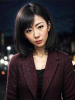 portrait of beautiful asian woman in casual outfit at night, photo