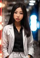 scientist researcher asian woman wearing lab coat at laboratory, photo