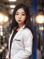 scientist researcher asian woman wearing lab coat at laboratory, photo