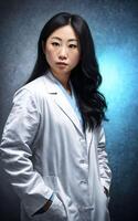 scientist researcher asian woman wearing lab coat at laboratory, photo