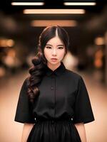 beautiful teenage asian woman at the mall, generative art by A.I. photo
