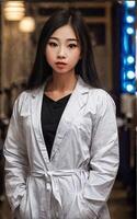 scientist researcher asian woman wearing lab coat at laboratory, photo