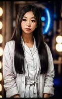 scientist researcher asian woman wearing lab coat at laboratory, photo