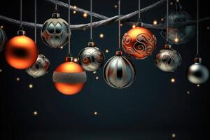 In the New year time colorful hanging christmas balls photo. photo