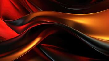 Abstract wavy glossy gold and red background. photo