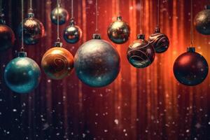 In the New year time colorful hanging christmas balls photo. photo