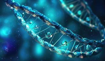 Dna strand on a background, lens flare. photo