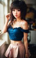 naughty young asian woman with trending fashion style , photo