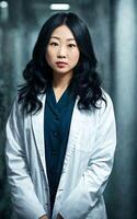 scientist researcher asian woman wearing lab coat at laboratory, photo