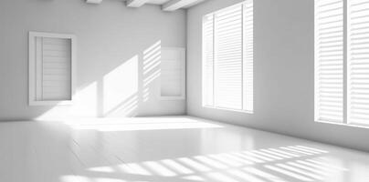 oscuridad de un blanco ventana en un vacío habitación. minimalista antecedentes. generativo ai foto