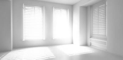 Shadows of a white window in an empty room. Minimalist background. photo