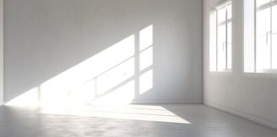 Shadows of a white window in an empty room. Minimalist background. photo