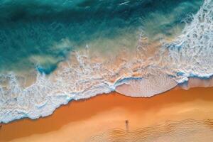 light orange and turquoise romantic seascapes aerial beach photo. photo