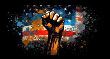 A fist in the air with an american flag, Comic art. photo