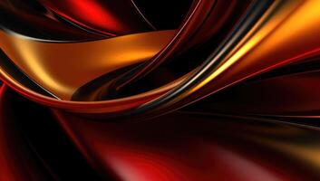 Abstract wavy glossy gold and red background. photo