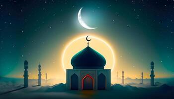 Islamic Mosque silhouette illustration . photo