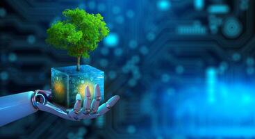 Green computing, csr, IT ethics, Nature technology interaction, and Environmental friendly. Copy space. . photo