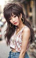 naughty young Thai asian woman with trending fashion style cloth , photo