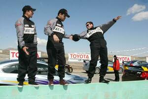 Drew Lachey Wilmer Valderrama and Daniel Goddard Toyota ProCelebrity Race Lancaster Training The Willows Lancaster CA March 15 2008 2008 Kathy Hutchins Hutchins Photo