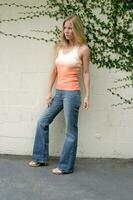 Lauralee Bell Modeling the Jeans with a lift On Sunset Boutique Los Angeles CA June 6 2005 2005 Kathy Hutchins Hutchins Photo