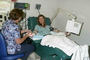 Kimberlin Brown donating stem cells for use in transplant to leukemia patient City of Hope October 2005 2005 Kathy Hutchins Hutchins Photo