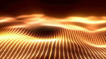 Abstract yellow energy magic waves from glowing particles and lines futuristic hi-tech background video