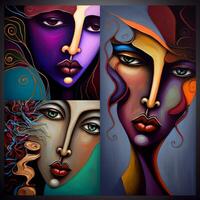 Abstract human oil paintings for wall decor modern art women modern art gallery colorful design art photo