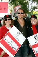 Jane Elliott Sebastian Roche and Leslie Charleson Soap Opera AFTRA Actors Support Writers Guild of America Strike CBS Television City December 17 2007 Los Angeles CA 2007 Kathy Hutchins Hutchins Photo