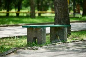 Empty stone bench in the city garden photo