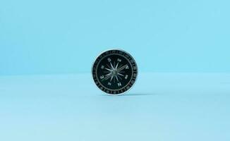 Round compass on a blue background photo