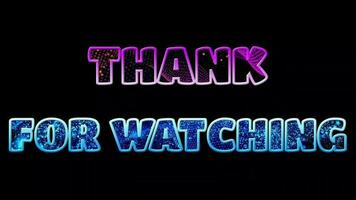 Text Thank for watching 3d digital technology animated on black background video