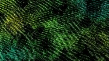 3D abstract digital technology animated green light particles on green background. video