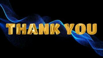 texto gracias usted dorado 3d digital tecnología animado en azul partícula antecedentes video