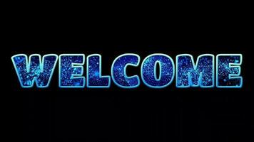 Text WELCOME 3d digital technology animated on black background video