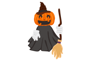 halloween pumpa huvud häxa med transparent bakgrund png