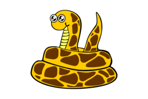 Cute Yellow Python Snake Cartoon On Transparent Background png