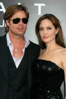 LOS ANGELES  JUL 19 Brad Pitt  Angelina Jolie arrive at the Salt Premiere at Graumans Chinese Theater on July19 2010 in Los Angeles CA photo