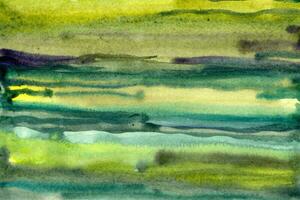 Striped green -yellow watercolor background texture photo