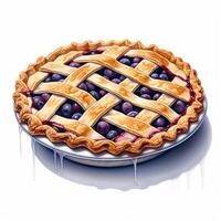 Blueberry fruit pie white background. photo