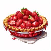 Strawberry pie white background. photo