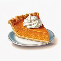 Pumpkin pie white background. photo