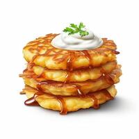 Potato pancake white background. photo