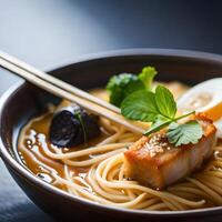 a bowl of delicious japanese ramen photo