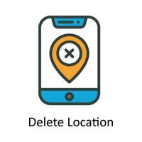 Delete Location vector  Fill  outline Icon Design illustration. Location and Map Symbol on White background EPS 10 File