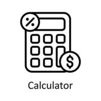 calculadora vector contorno icono diseño ilustración. impuestos símbolo en blanco antecedentes eps 10 archivo