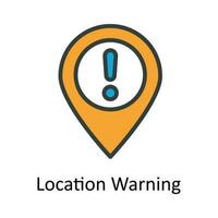 Location Warning vector  Fill  outline Icon Design illustration. Location and Map Symbol on White background EPS 10 File