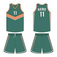 Mockup technical drawing basketball uniform front and back view vector
