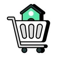 icono de diseño creativo de compras en casa vector